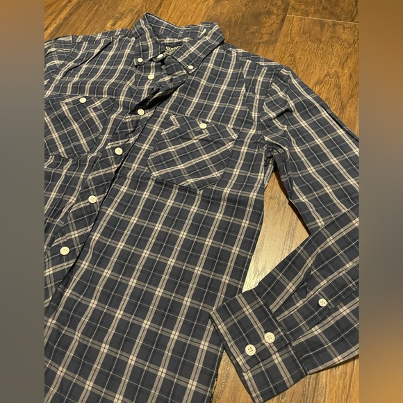 Signature Levi Strauss & Co premium blue plaid long sleeve button up shirt Small - Picture 3 of 4